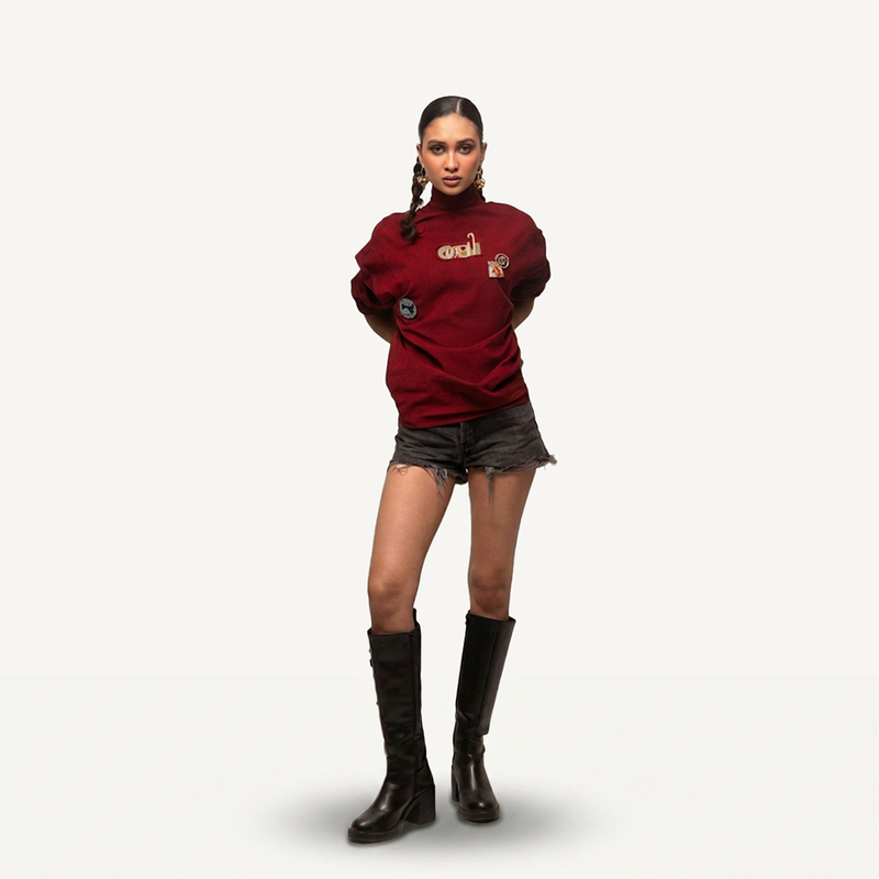 Mirchi Shirt in chilli red — full look