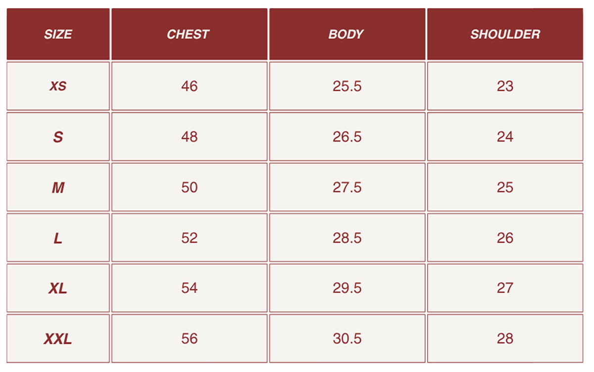 Size chart