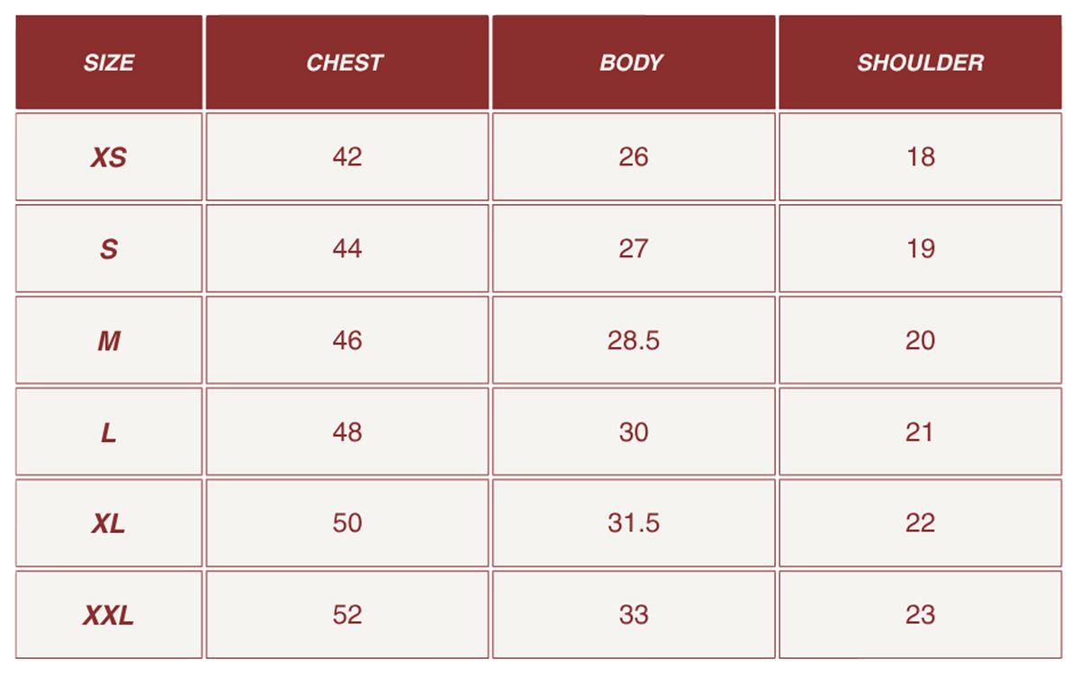 Size chart