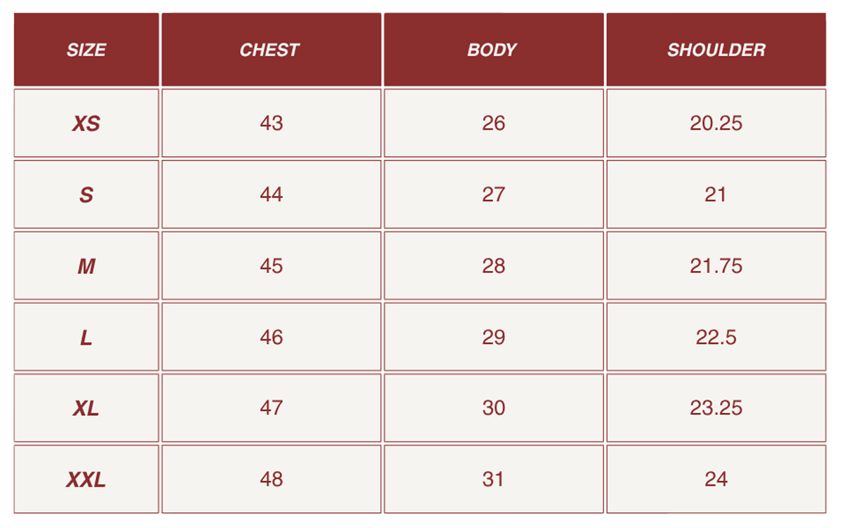 Size chart