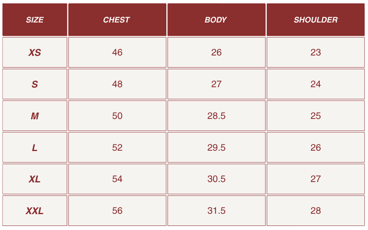 Size chart