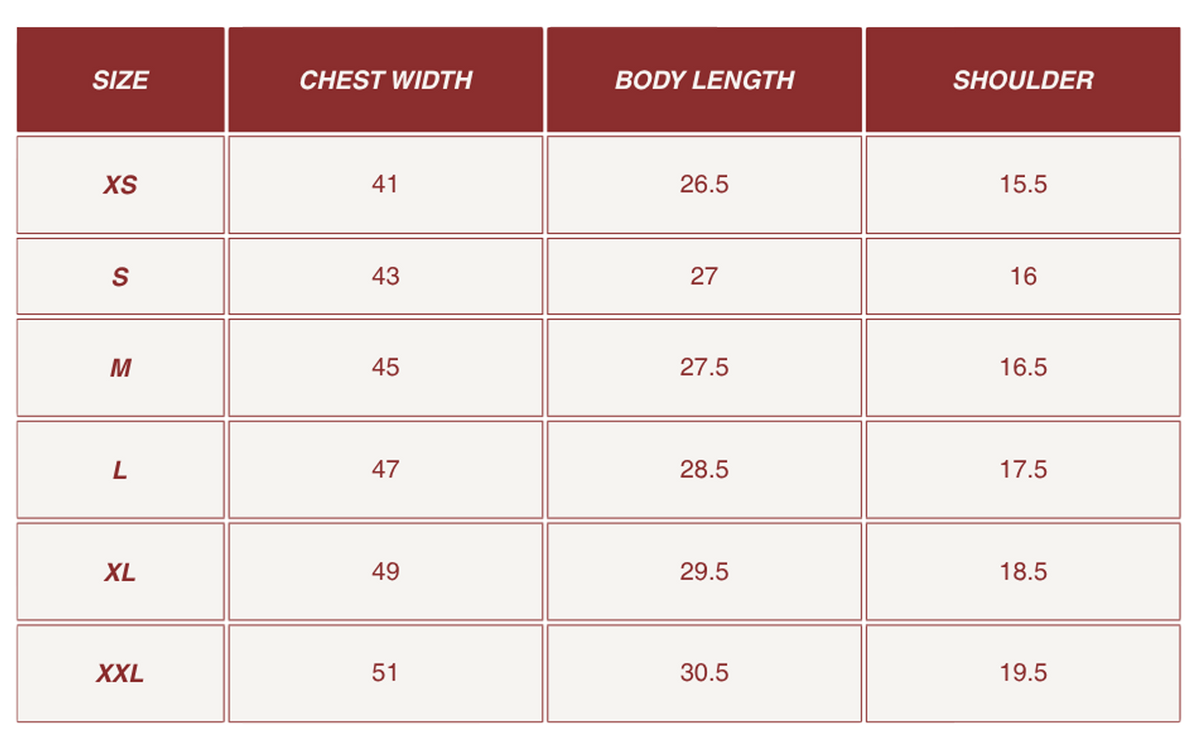 Size chart