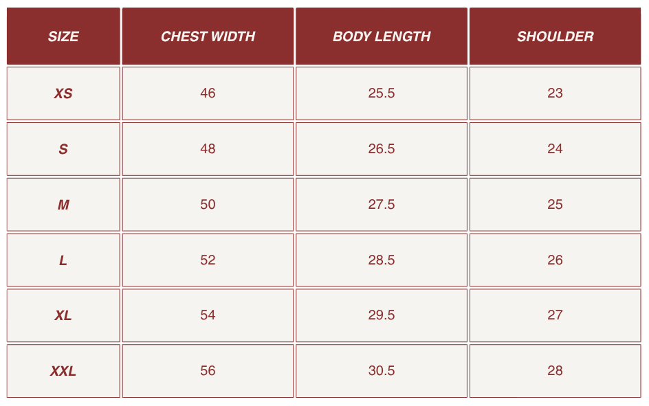 Size chart