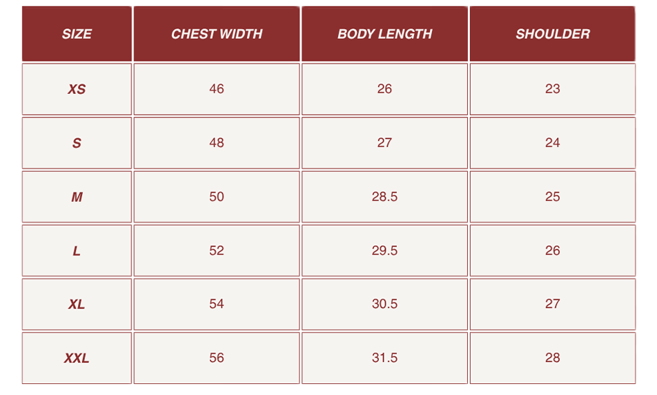 Size chart