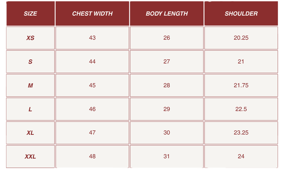 Size chart