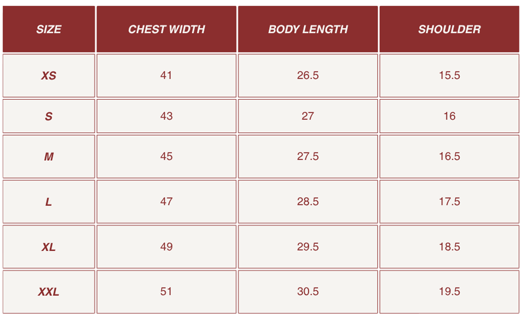 Size chart
