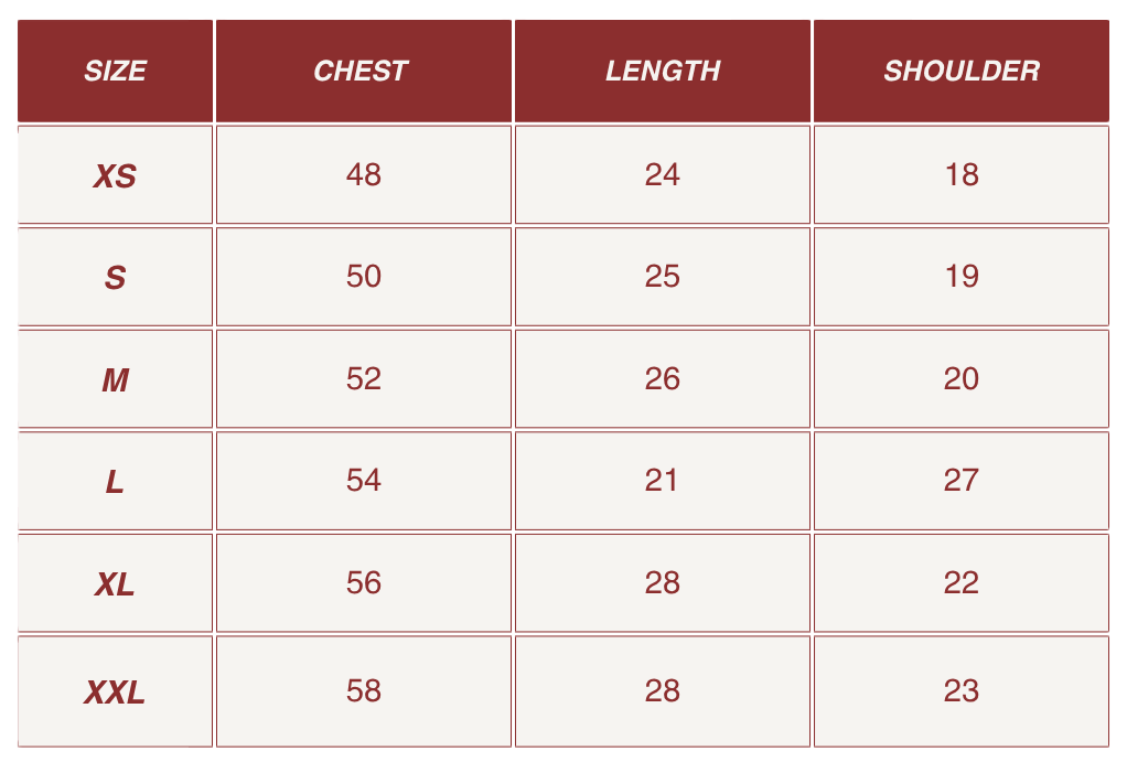 Size chart