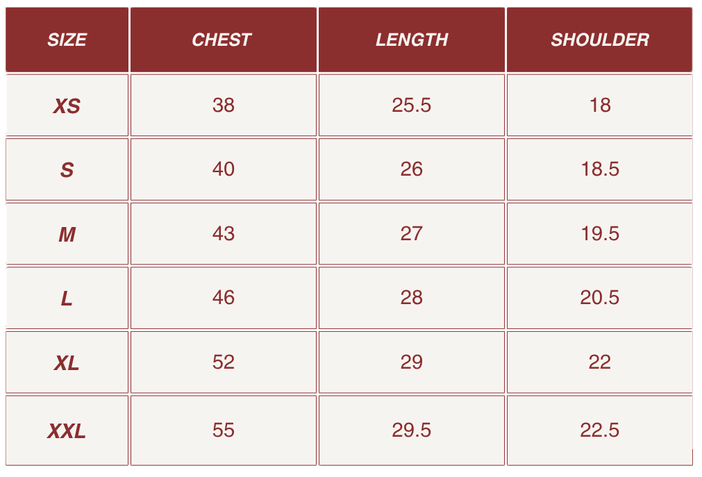 Size chart