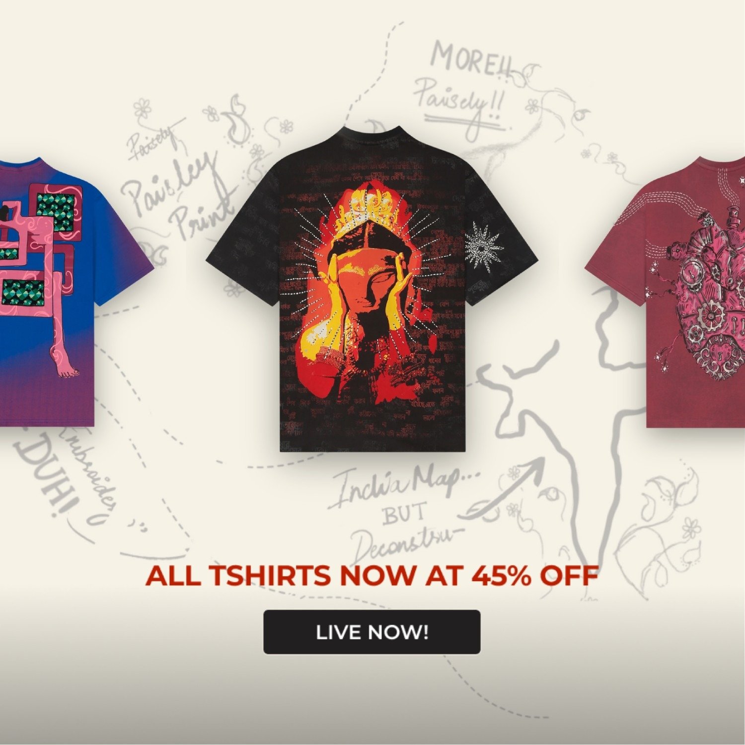 All Tshirts now at 45 percentage off